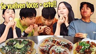 COREANOS REACCIONAN A TACOS CARNITAS Y TACOS AL PASTOR POR PRIMERA VEZ [Pandita Chan]