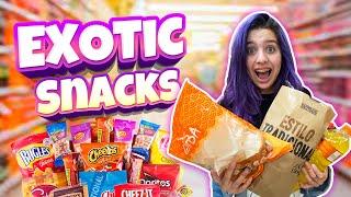 TRYING EXOTIC SNACKS FOR THE FIRST TIME!! *mouth watering* | By Leyla Star 