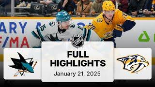 NHL Highlights | Sharks vs. Predators | January 21, 2025