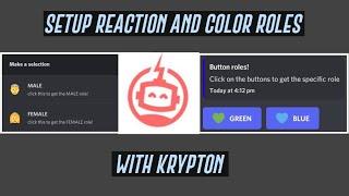 How To Setup Reaction And Color Role With Krypton Bot || Krypton Official