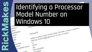 Identifying a Processor Model Number on Windows 10