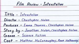 Film review- Interstellar || Film review writing Interstellar || English