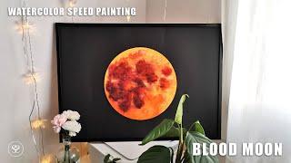 Watercolor Blood Moon speed painting - Testing round Magnani 1404 watercolor paper