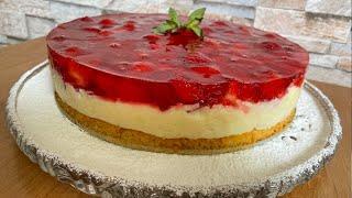 Schneller Erdbeerkuchen mit Vanille Pudding | Schnell und Lecker Backen