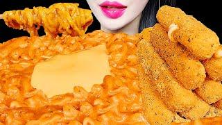 ASMR CHEESY CARBO FIRE NOODLE, CHEESE STICKS EATING SOUNDS NO TALKING MUKBANG