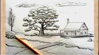 үйді ,ағашты қалай салады\как нарисовать домик дерево\How to draw a house a tree