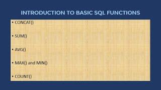 Basic Sql Functions Explained