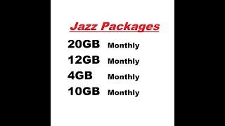 Jazz internet Packages Monthly 2020