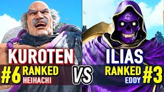 T8  KUROTEN (#6 Ranked Heihachi) vs ILIAS (#3 Ranked Eddy)  Tekken 8 High Level Gameplay