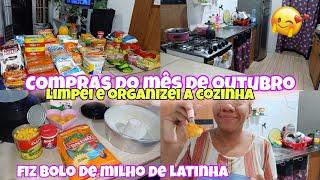 COMPRAS DO MÊS DE OUTUBRO/LIMPEI E ORGANIZEI A COZINHA/FIZ BOLO DE MILHO. #viralvideo