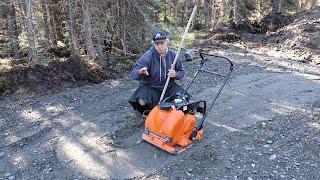 How to use a plate compactor - Finishing the driveway #kiltinalaska