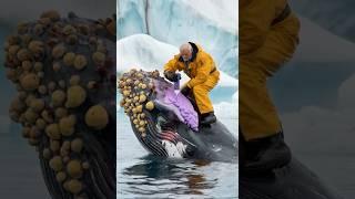 An old skipper made a whale happy by cleaning it with a barnacle solution #whale  #sealife