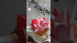 Easy 3d paper tulips flower bouquet ️|#diypapercraft #papercraft #diy #paperflower #shorts #music