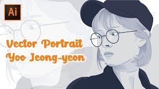 Simple Vector Portrait in Adobe Illustrator | Yoo Jeong-yeon Twice