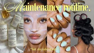 at home self care/maintenance routine nails, blow out, lashes, skincare & more!