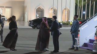 Marco Rubio and Ukrainian president Volodymyr Zelenskyy arrive in Saudi Arabia