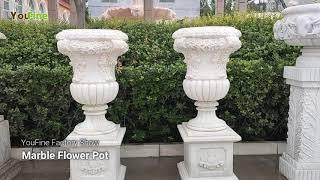 Life-Size Hand Carved White Marble Planters and Flower Pots for Garden Decor from Factory Supply