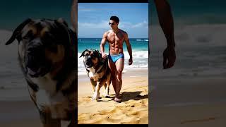 "Adorable Giant Brown Dog & Best Friend Beach Walk!  #DogAtTheBeach"