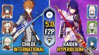 F2P C0 Childe International & C0 Raiden Hyperbloom | New Spiral Abyss 5.0 Floor 12 | Genshin Impact