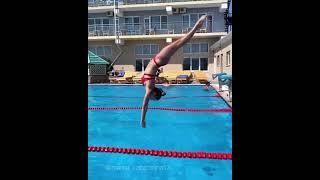 swimming pool bikini jump challenge #shorts #tiktok