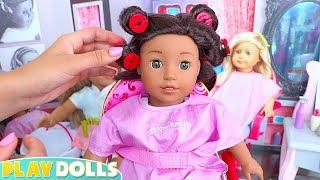 American Girl Doll Hair Salon & Spa Day - PLAY DOLLS creative ideas