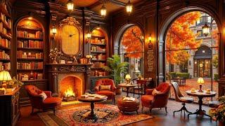 Smooth Jazz Instrumental Music at Coffee Shop with Cozy Crackling Fireplace ~ Jazz Relaxing Music