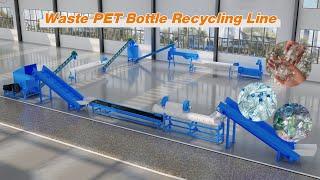 How to recycle waste PET plastic bottles? A 3D video about plastic bottle recycling line