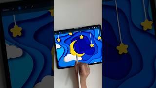 3D drawing #digitalart #drawing #shorts #easy #fun #procreate #painting #ipad #wallpaper #papercraft