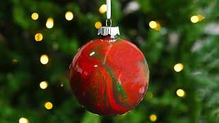 Paint Pour Ornaments | Easy Pour Paint Christmas Ornaments