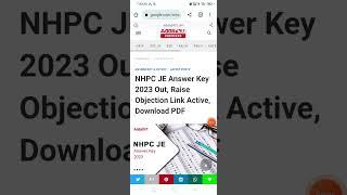 NHPC answer key 2023 . junior Engineer , civil , mechanical,electrical . 