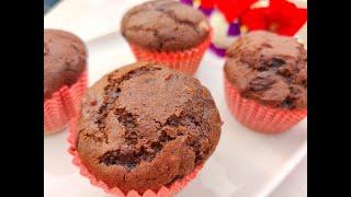 WHOLE WHEAT EGGLESS DOUBLE CHOCOLATE WALNUT MUFFINS
