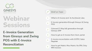 E-Invoice Generation from Ginesys and Zwing POS with E-Invoice Reconciliation