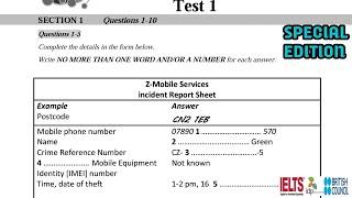 Z-Mobile Services Incident Report Sheet || Ielts Listening || SPECIAL EDITION 2021