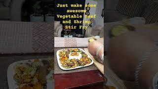 Just make some awesome Vegetable  Beef with Shrimps Stir Fry