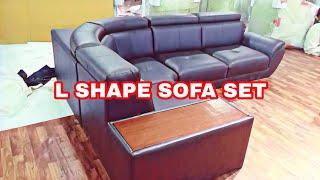 L corner sofa set with adjustable headrest