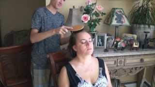 Hair Brushing & Scalp Massage on my mom! :) Softly Spoken 3D ASMR
