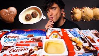 ASMR KINDER CHOCOLATE PARTY Happy Hippo, Kinder Joy, Sponge Cake, Maxi King, Bueno 먹방 Eating Sounds