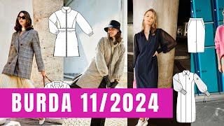 BURDA 11/2024 Sewing Magazine Styling + Line Drawings = Lets Sew for Autumn