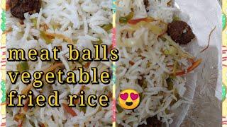 Delicious and easy to cook meat balls vegetable fried rice, by Cookish We Are.