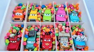 4 Minutes Satisfying Video with Disney Pixar Cars | Mixing Funny Candy ASMR & Sliding Cars ASMR