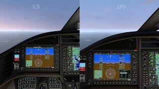 Side by side (split-screen) ILS and LPV (RNAV) approach with the G1000 in X-Plane