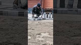 процесс укладки тротуарной плитки #благоустройство #укладкатротуарнойплитки