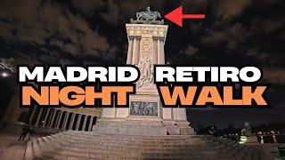 Exploring Madrid's Retiro Park at NIGHT is Really Beautiful. Walking Tour Spain