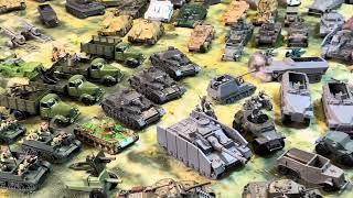 WWII Armor in 54mm collection in Bill’s basement with all types of stuff!