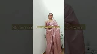 Styling saree with bikini top for beach wedding #short #ytshorts #fashionhack