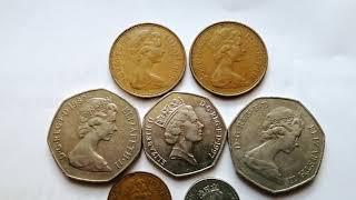 14.000$ € 2 NEW PENCE 1971, 1NEW PENNY 1973, 50 PENCE 1982 large and small, 20 pence 1982, TO RARE..