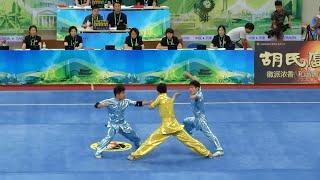 1st China National Wushu Games 第一届全国武术运动大会 Men Duilian Shanghai Team 上海 刘金元 杜小波 刘续亮 9.62