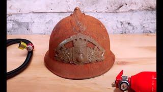 Very Rusted Firefighter Helmet Restoration 