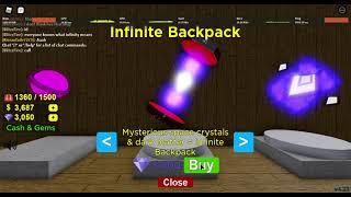 Buying the infinite Back pack (3-2-1 Blast off simulator)