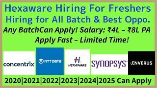 NTT Data , Concentrix , Hexaware , Enverus , Synopsys Hiring Freshers| 2021, 2022 , 2023 , 2024 jobs